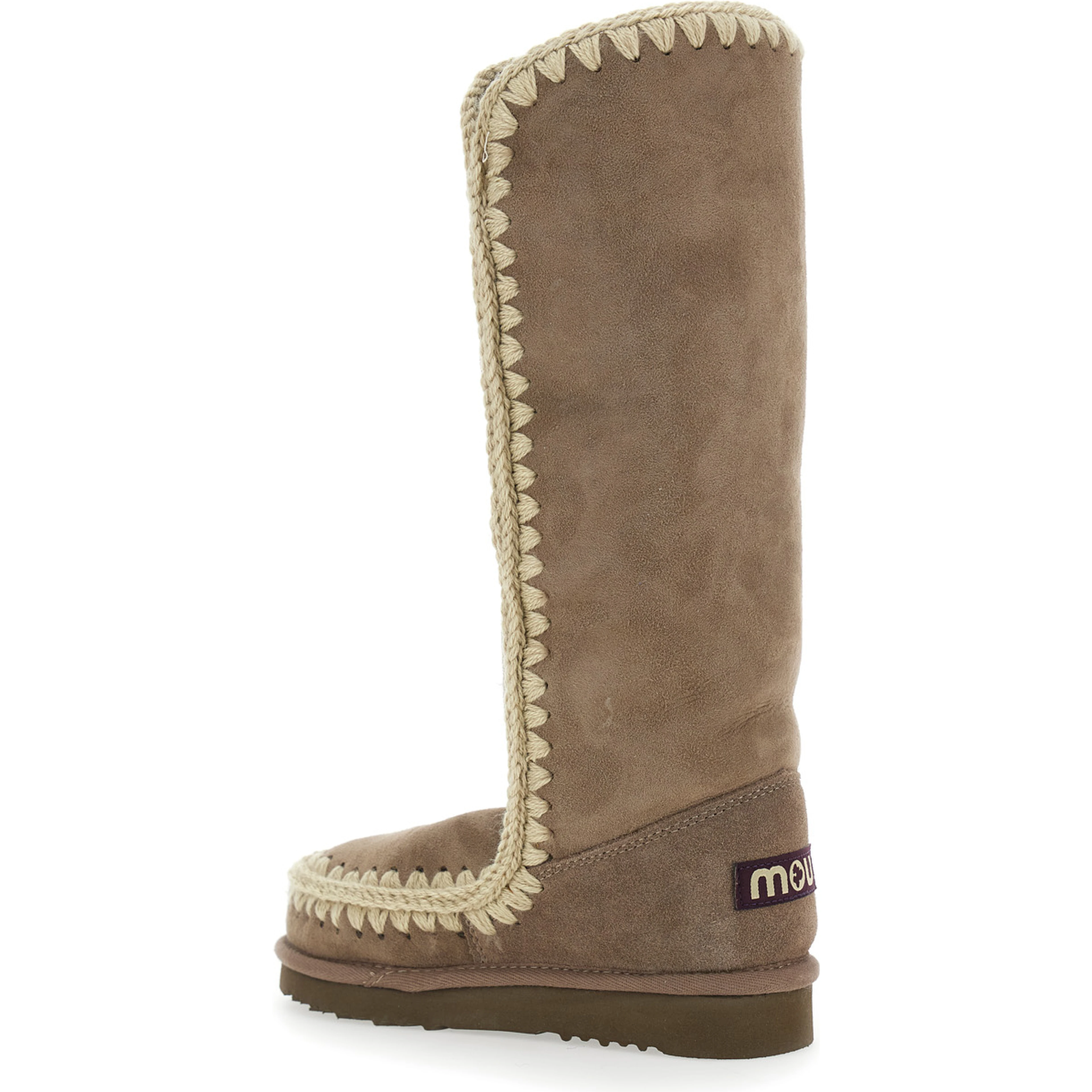 Eskimo Grey Boots with Braided Effect and Logo Patch on the Rear in Leather Woman