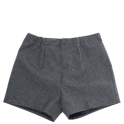 Grey Shorts with Elastic Waist and Logo Lettering in Fabric Baby