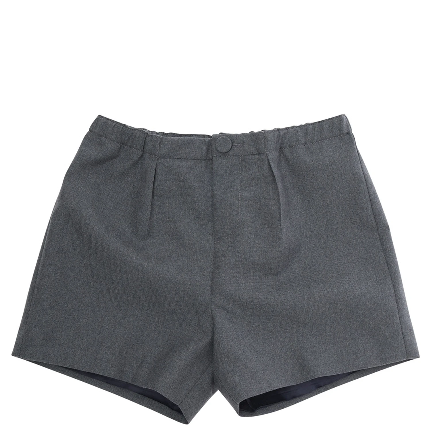 Grey Shorts with Elastic Waist and Logo Lettering in Fabric Baby