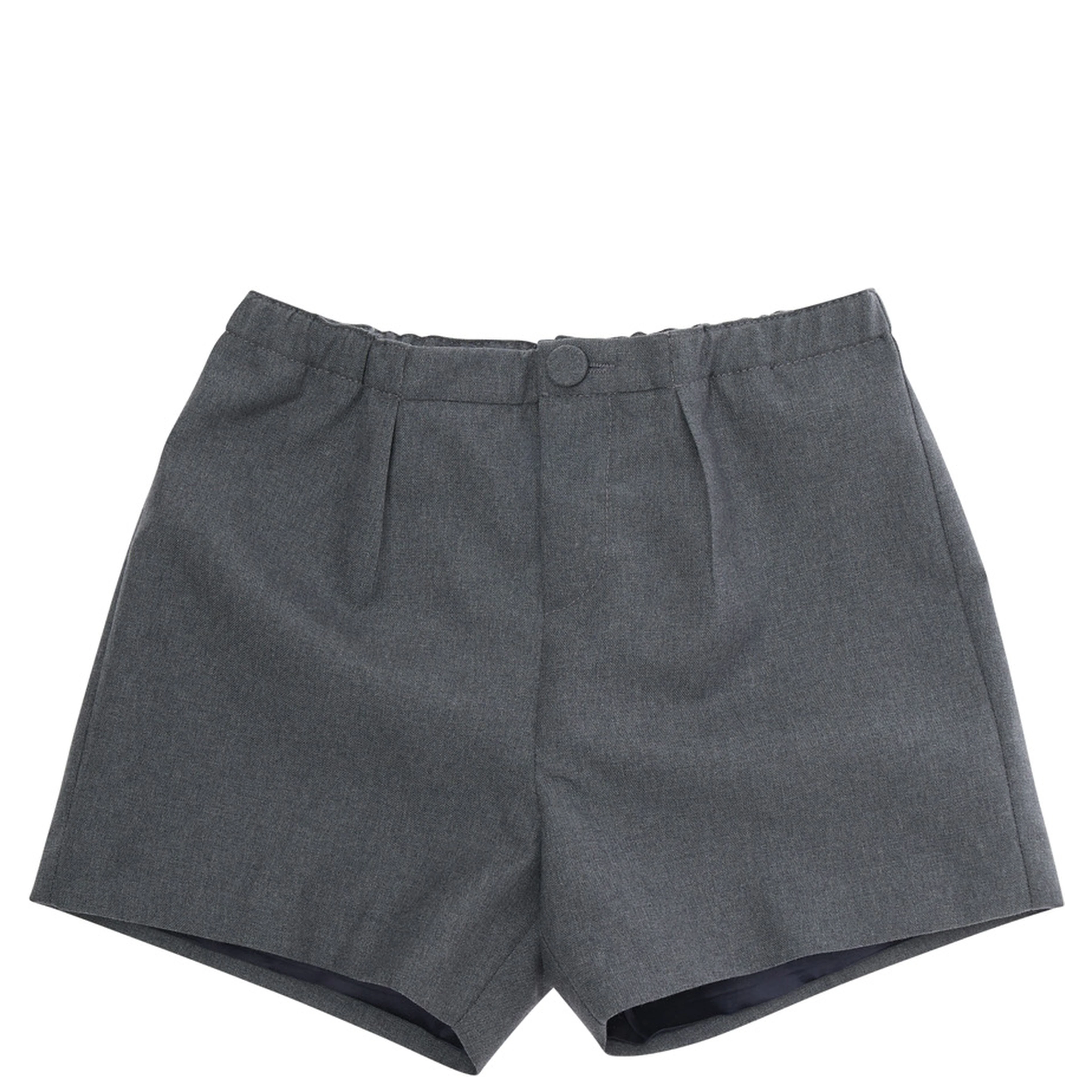 Grey Shorts with Elastic Waist and Logo Lettering in Fabric Baby