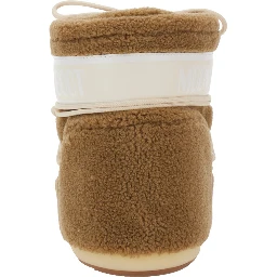 Icon Brown Snow Ankle Boots with Maxi Logo Print on the Side in Fleece Woman