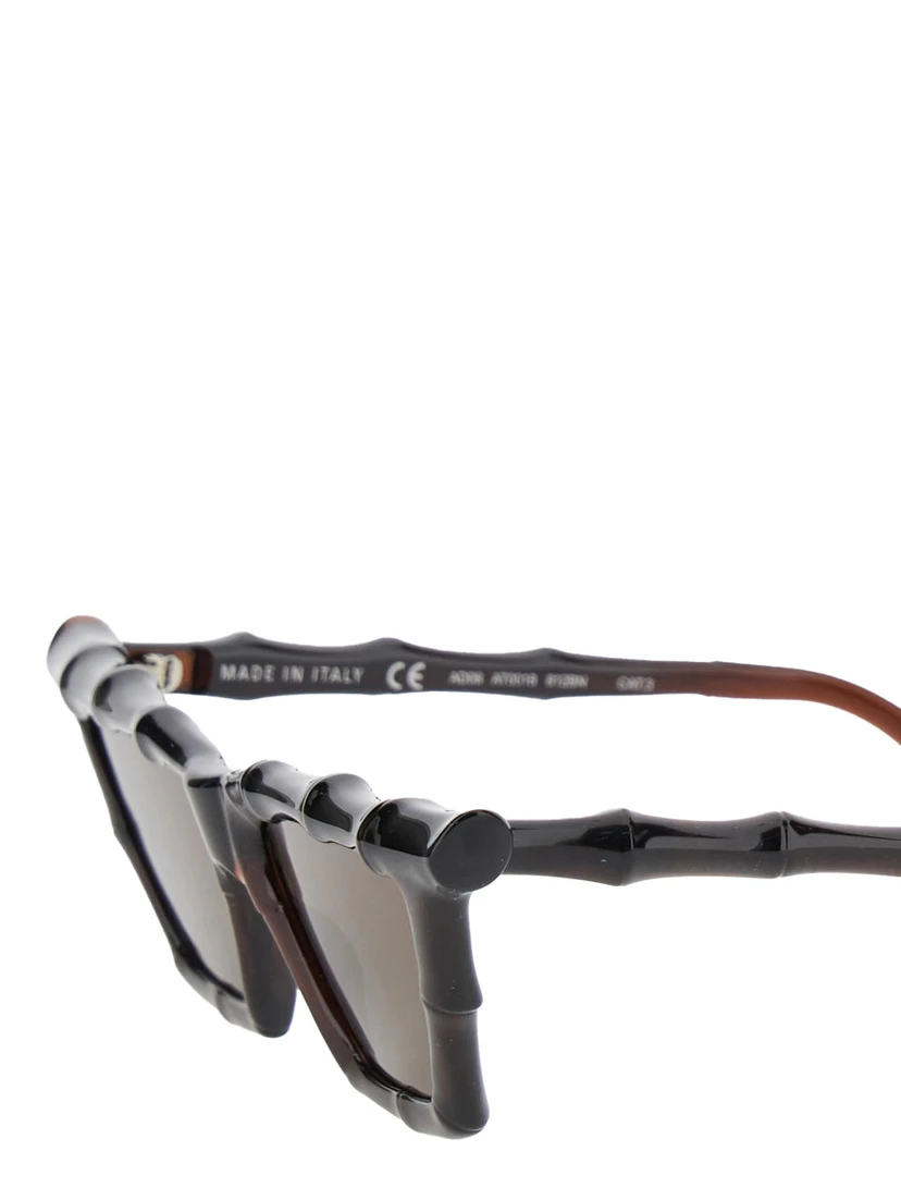 Brown Sunglasses with Bamboo-Effect Frame and Wide Temples in Acetate Woman