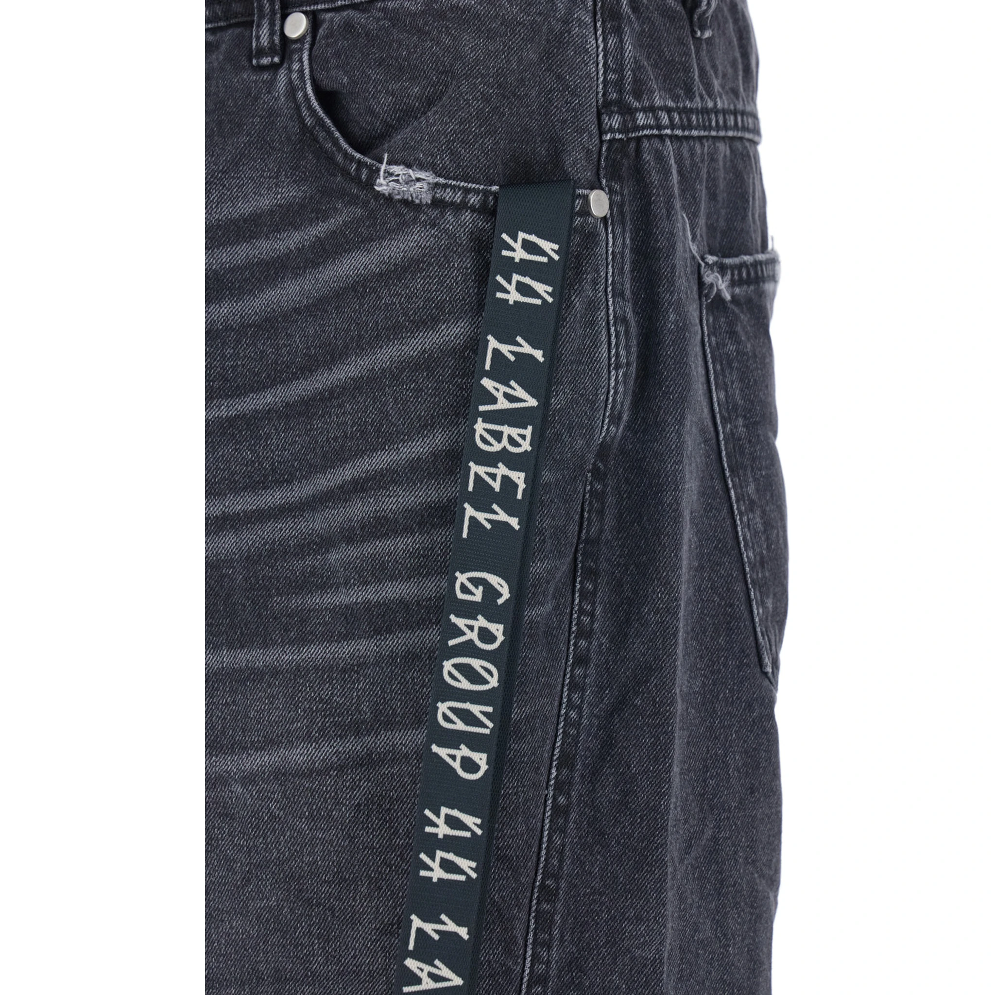 Black Jeans with Logo Patch on the Rear and Side Strap with Logo in Denim Man