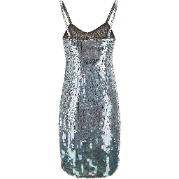 Mini Grey Dress with All-Over Multicolor Sequins in Stretch Polyamide Woman