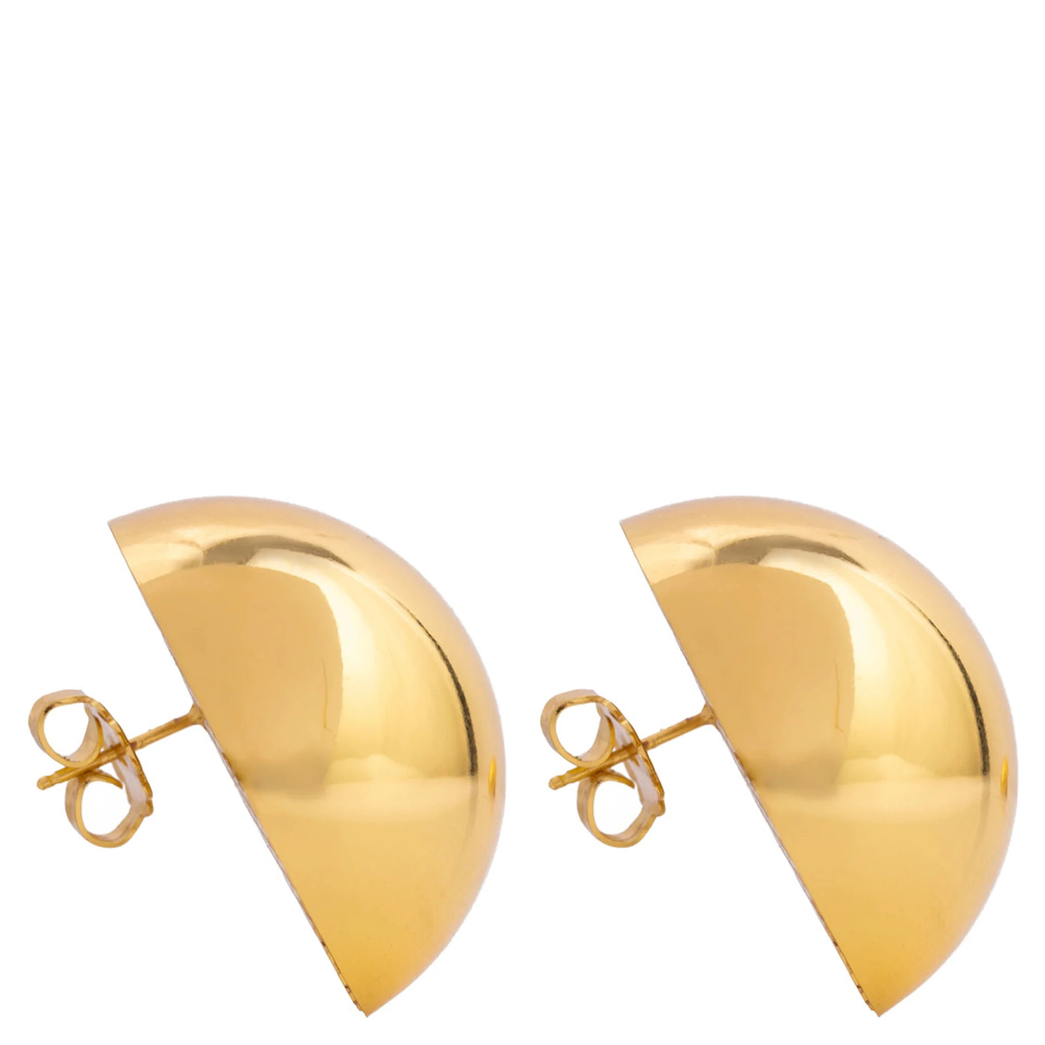 Luna Metallic Earings with Rear Butterfly Clasp Closure and Circular Design in Gold Plated Bronze Woman