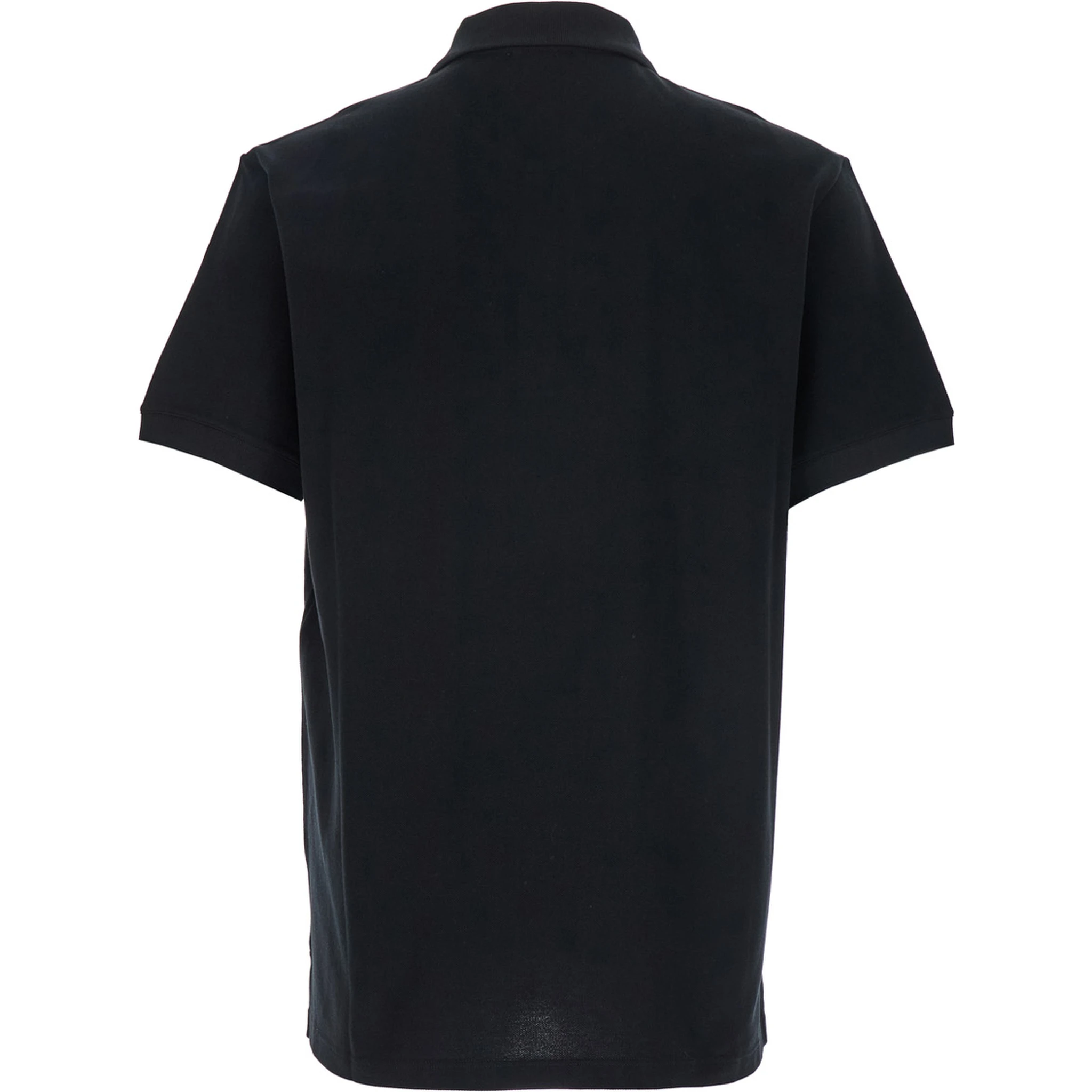 Black Polo Shirt with Classic Collar and Logo Lettering Embroidery on the Front in Cotton Man