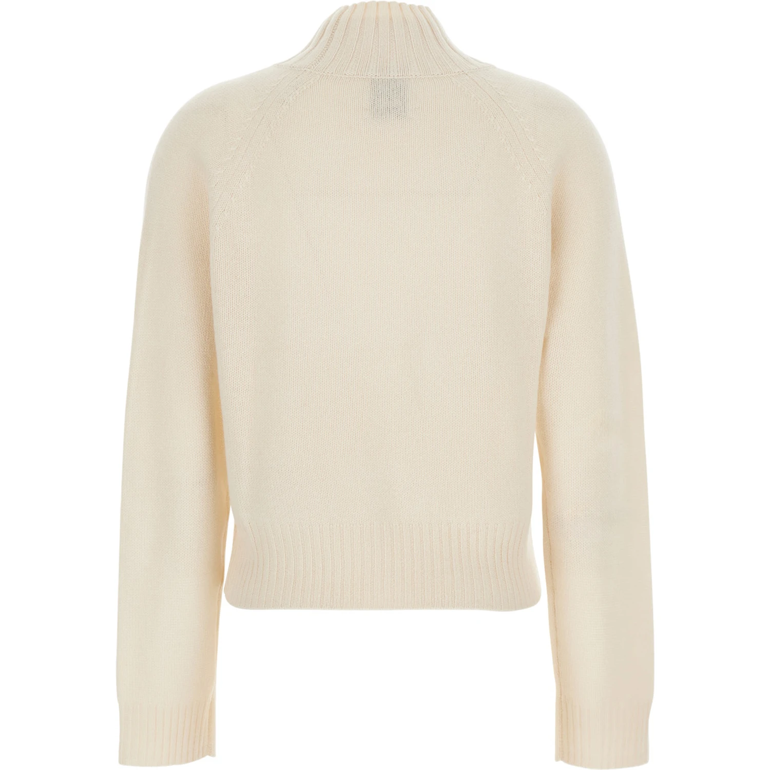 White High Neck Jumper with Ribbed Design in Cashmere Woman