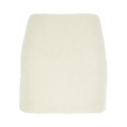White Mini Skirt with Hidden Side Closure in Fabric Woman