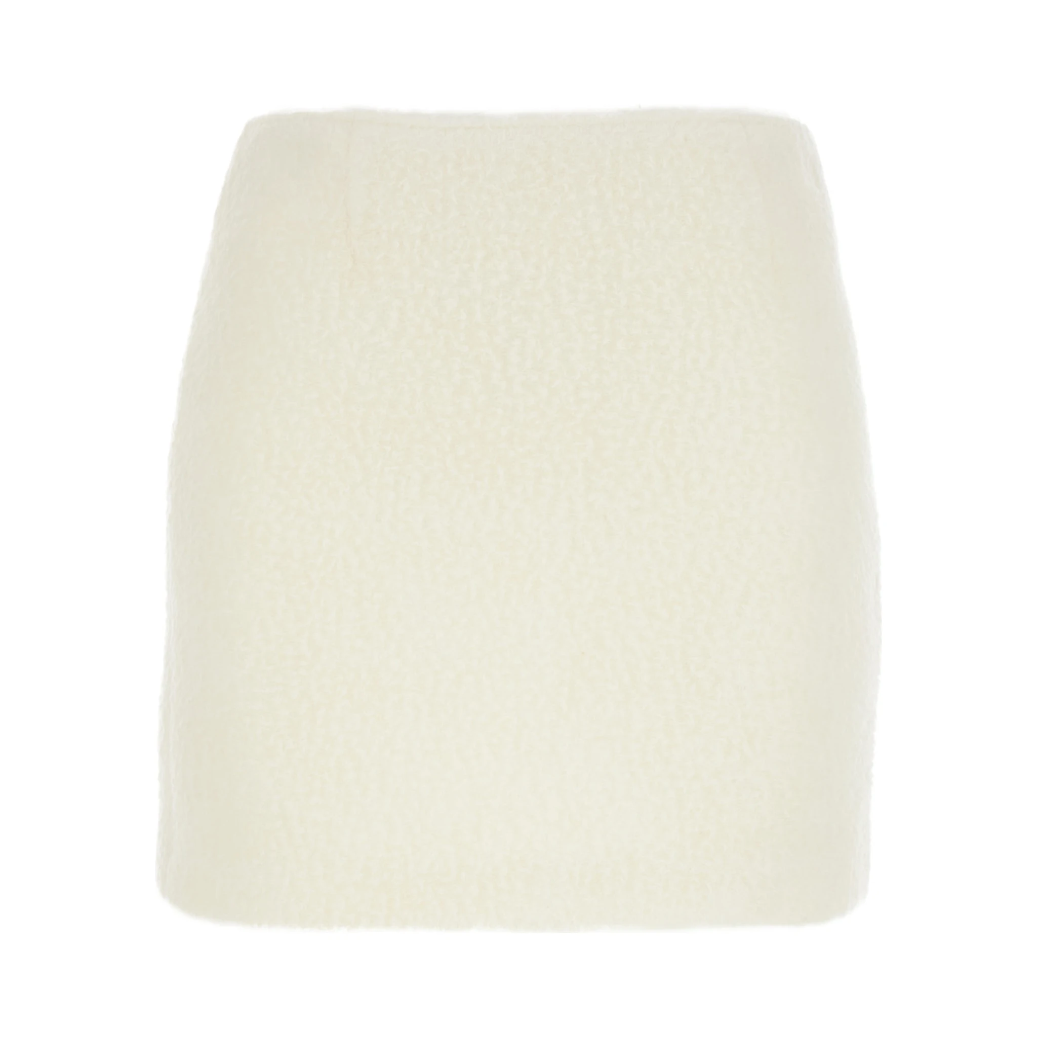 White Mini Skirt with Hidden Side Closure in Fabric Woman