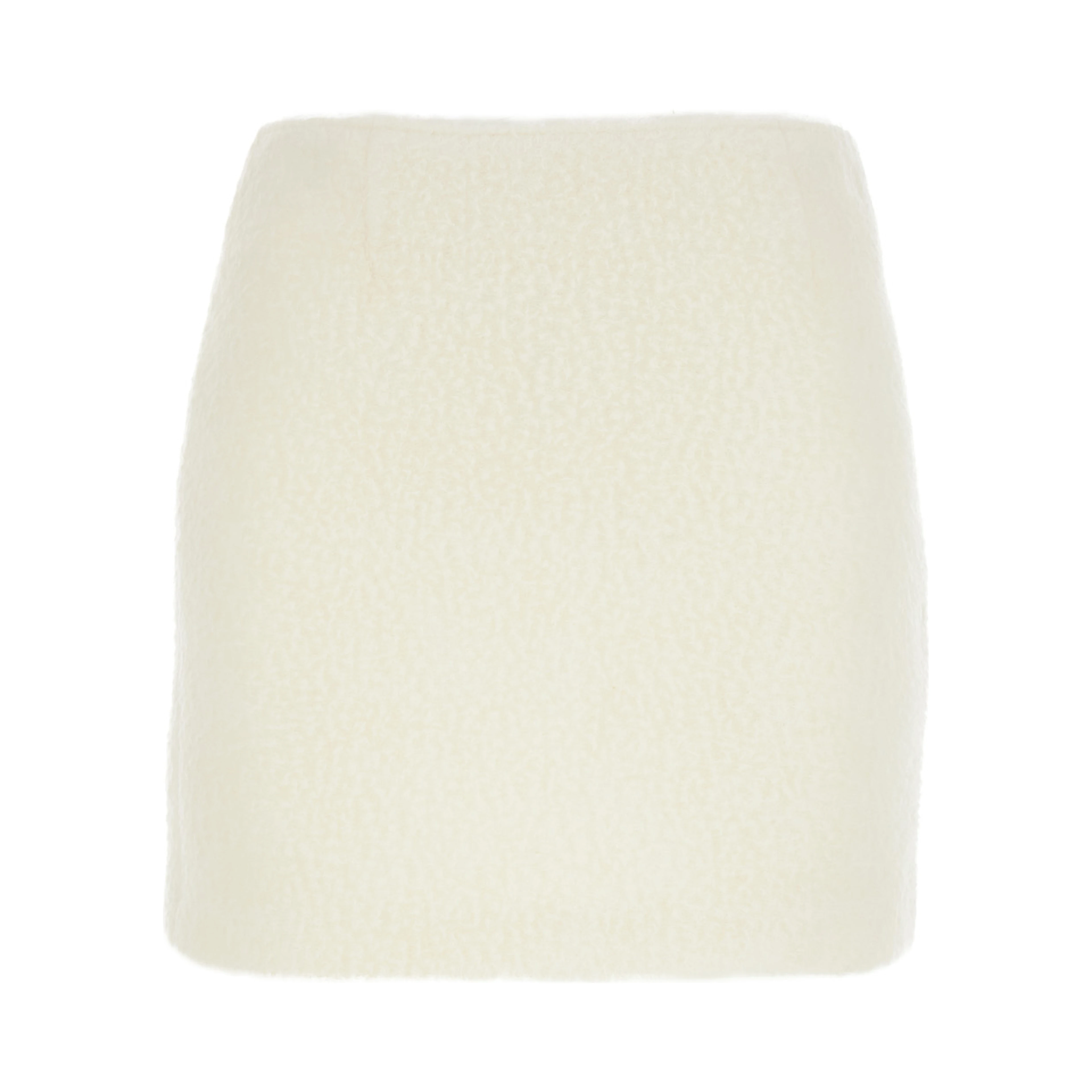 White Mini Skirt with Hidden Side Closure in Fabric Woman