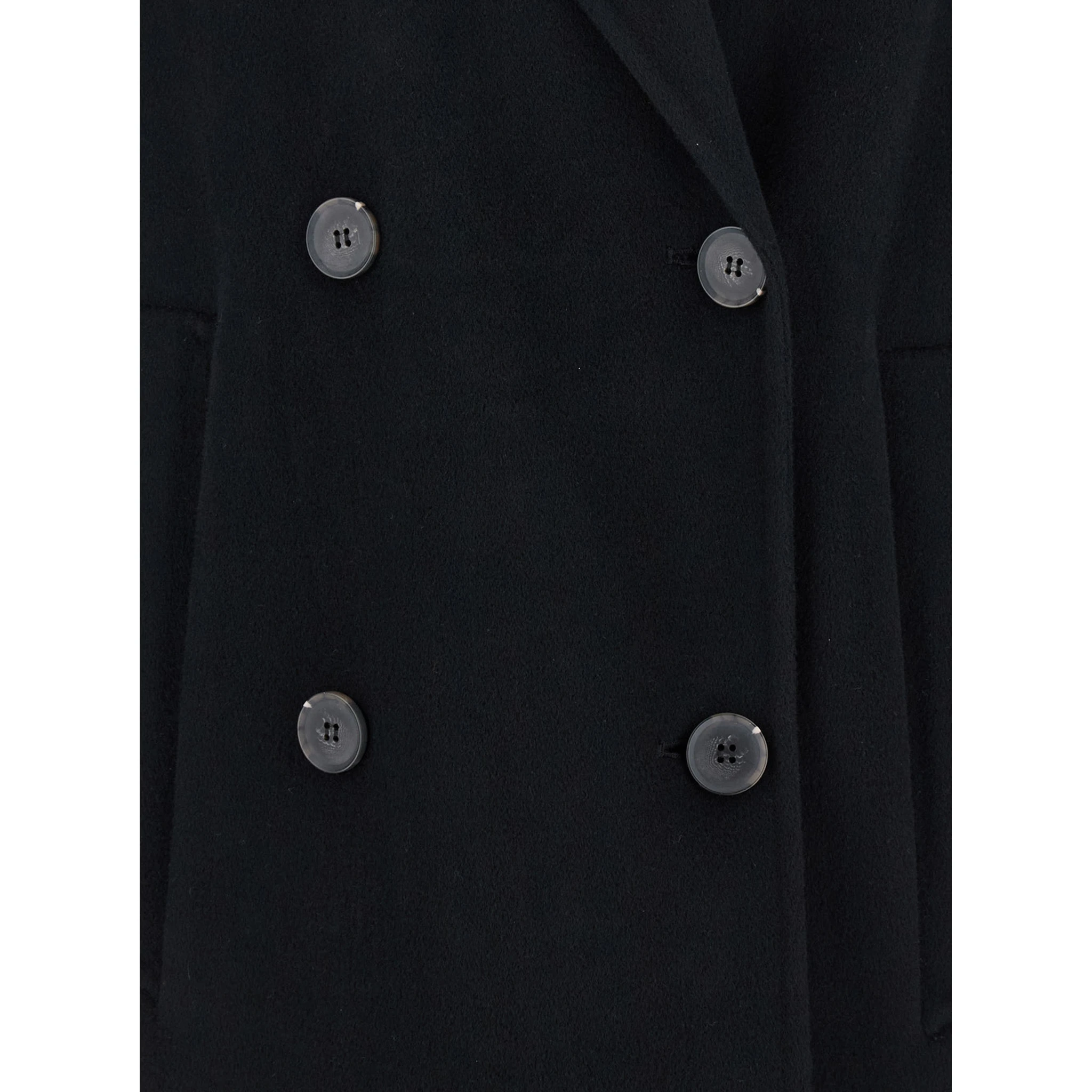 Clara Black Double-Breasted Coat with Notched Revers in Wool Woman