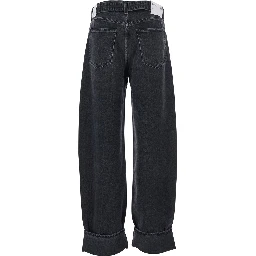 Arcane Grey Jeans with Belt and Turn-Up Hem in Denim Woman