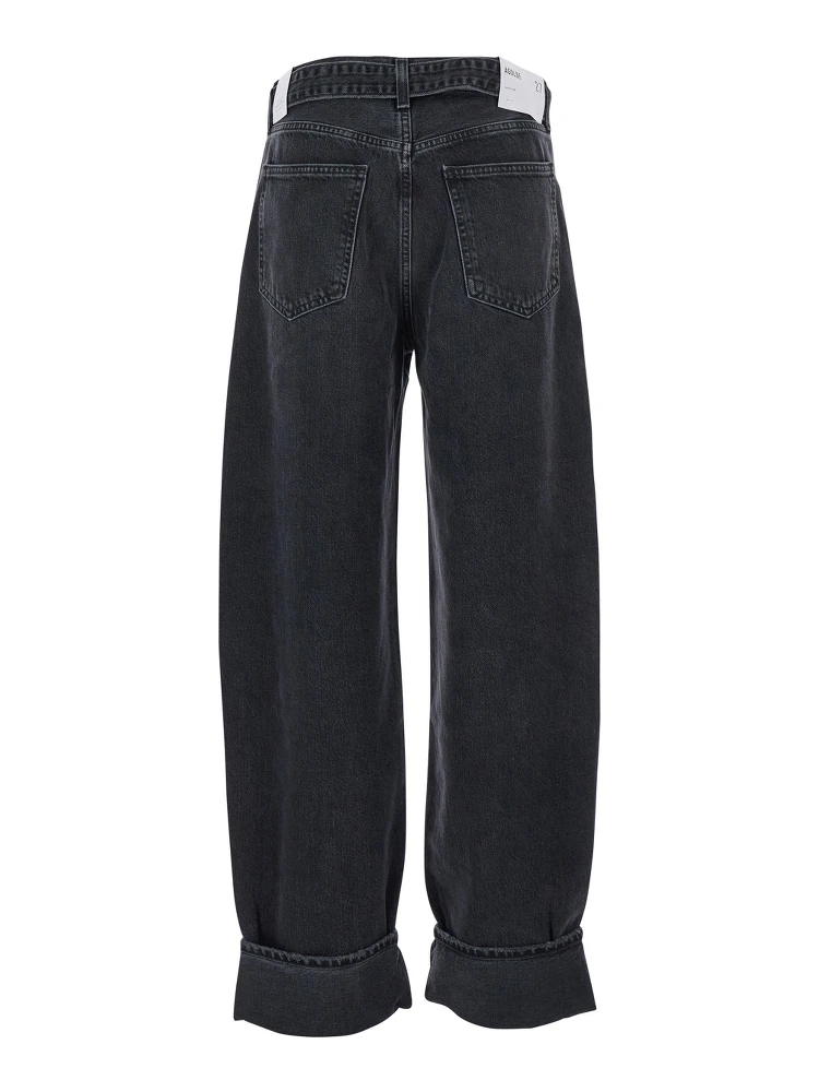 Arcane Grey Jeans with Belt and Turn-Up Hem in Denim Woman alternative