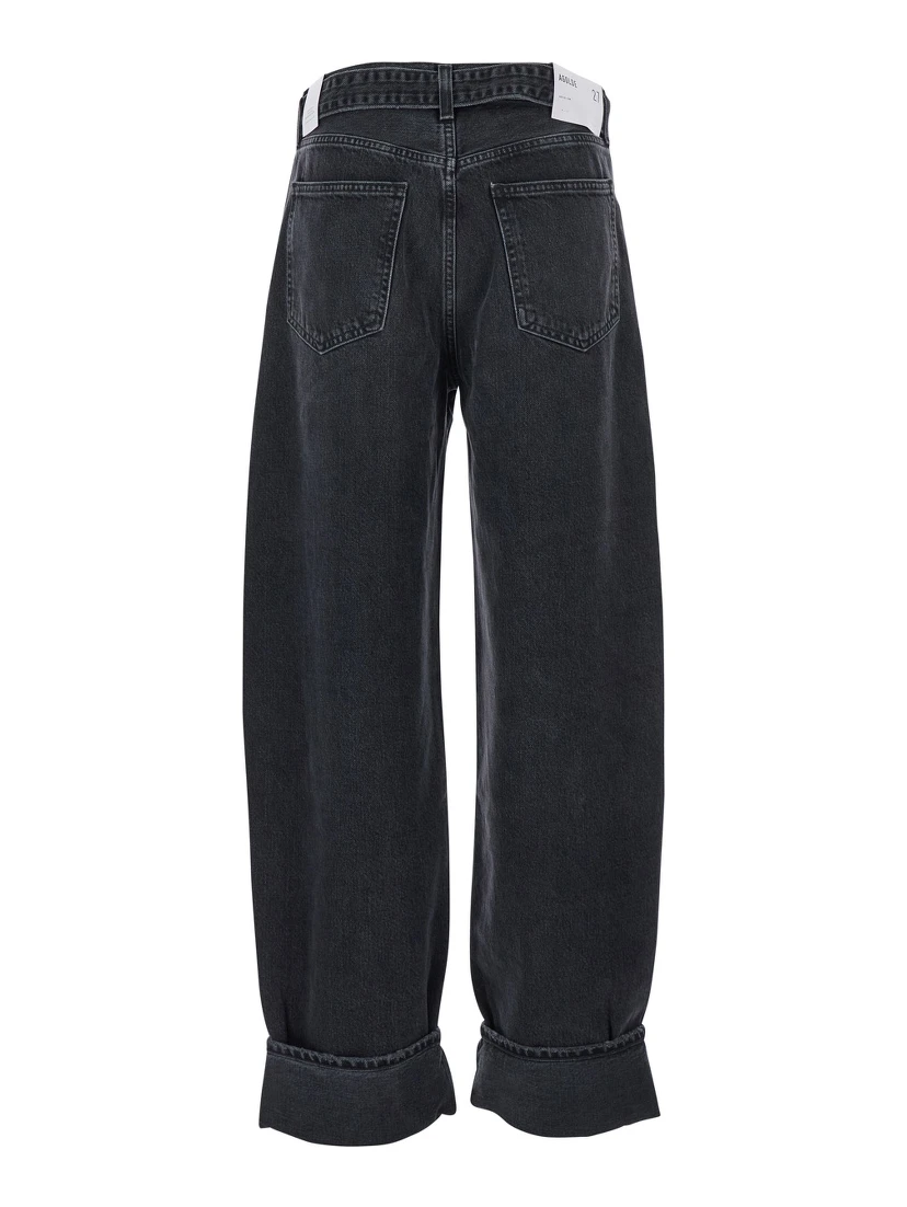 Arcane Grey Jeans with Belt and Turn-Up Hem in Denim Woman