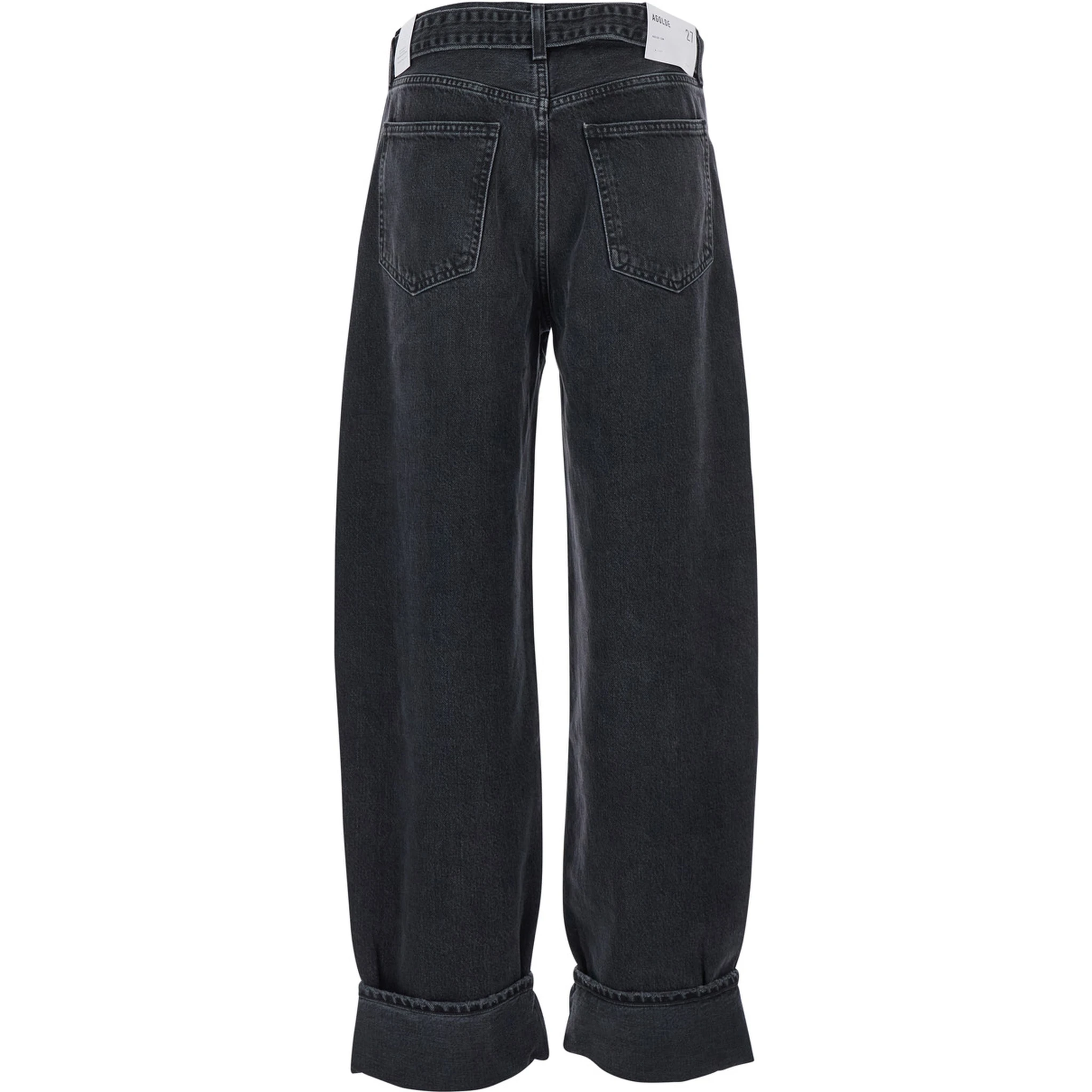 Arcane Grey Jeans with Belt and Turn-Up Hem in Denim Woman