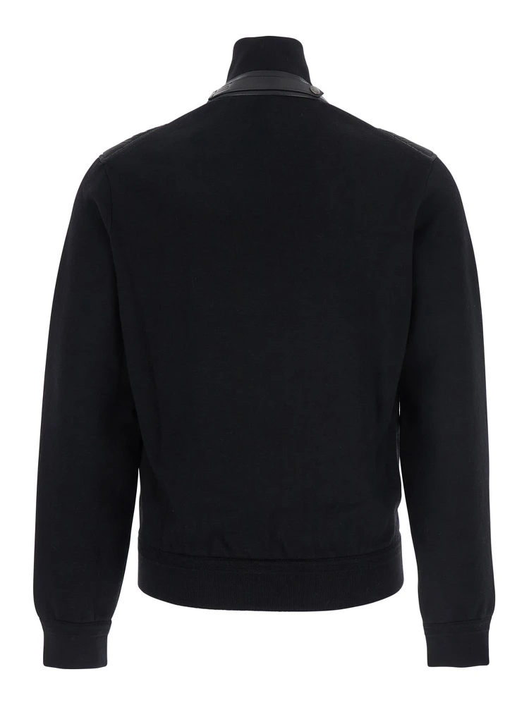 Black Jacket with Front Zip Closure in Wool Blend Man alternative