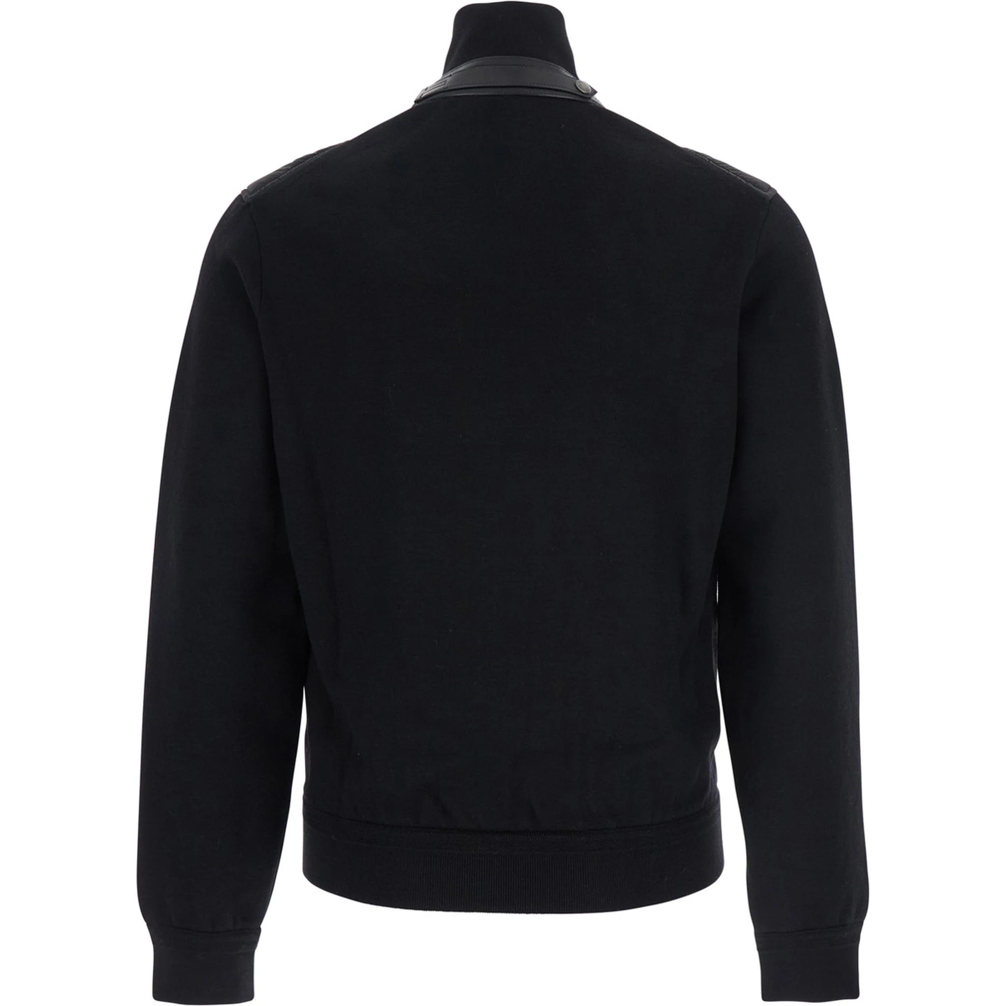 Black Jacket with Front Zip Closure in Wool Blend Man