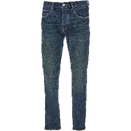 Blue Jeans with Low Rise and Stonewashed Effect in Denim Man