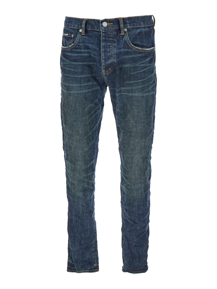 Blue Jeans with Low Rise and Stonewashed Effect in Denim Man