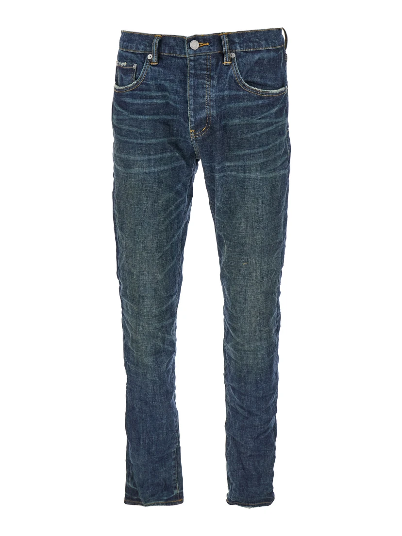 Blue Jeans with Low Rise and Stonewashed Effect in Denim Man