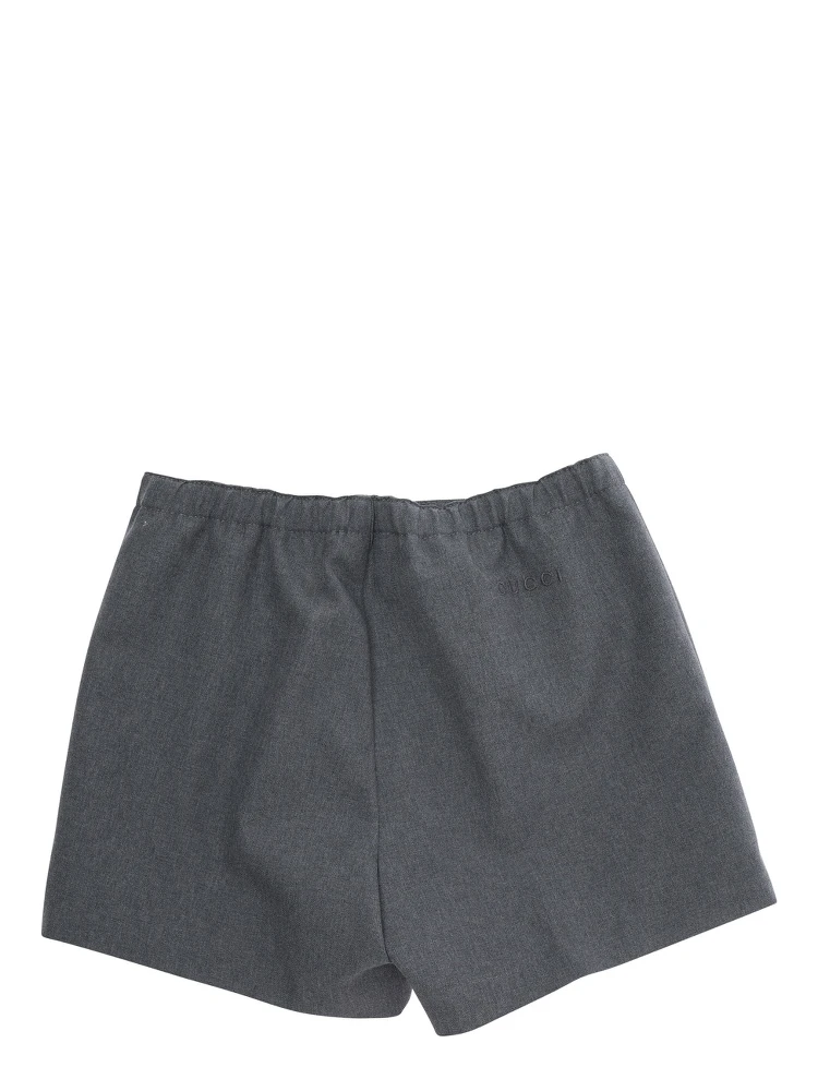 Grey Shorts with Elastic Waist and Logo Lettering in Fabric Baby alternative