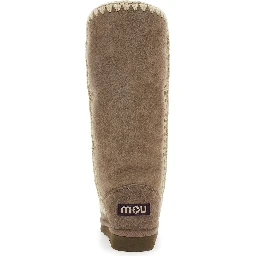 Eskimo Grey Boots with Braided Effect and Logo Patch on the Rear in Leather Woman