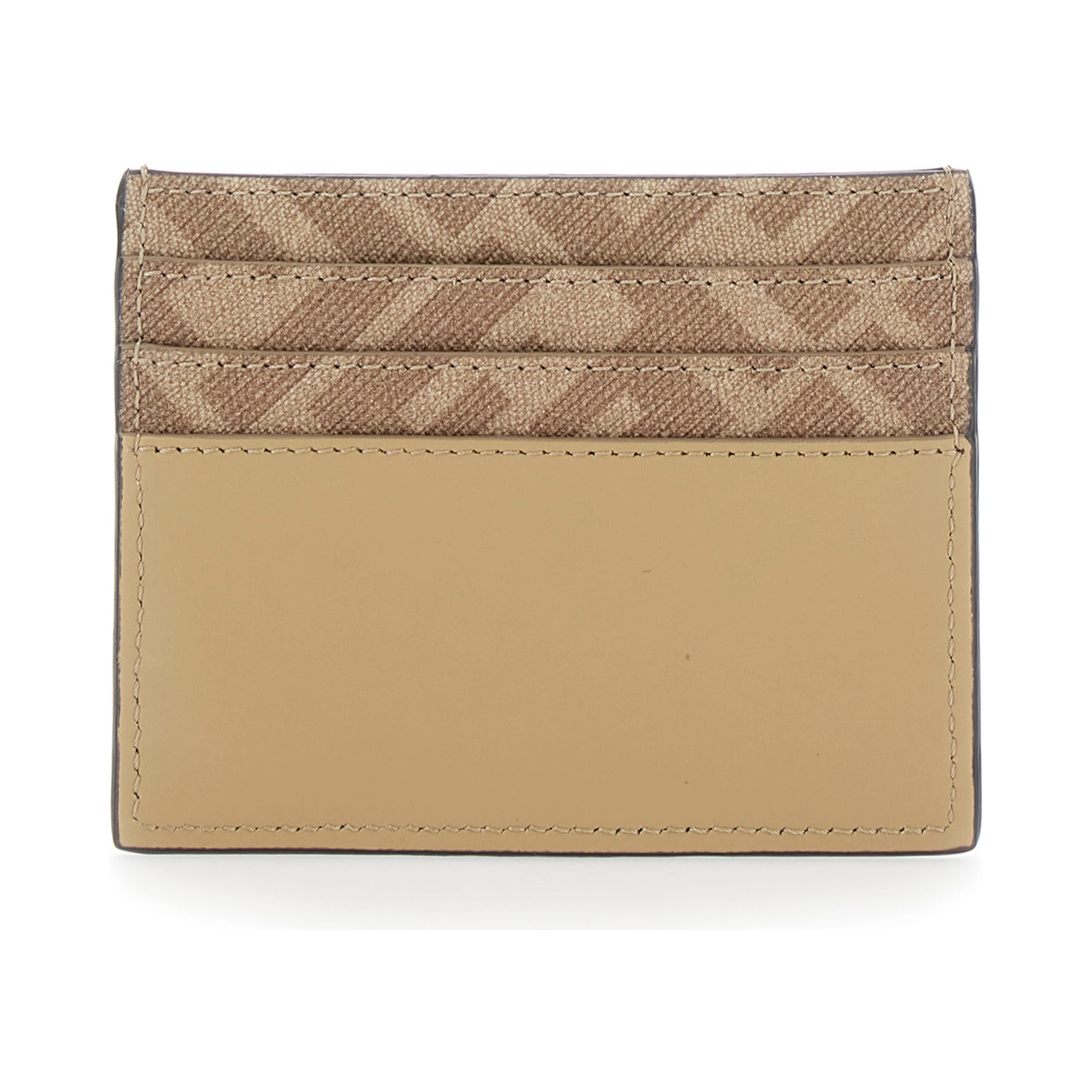 Beige Card Holder with FF Plaque on the Front in Leather Man