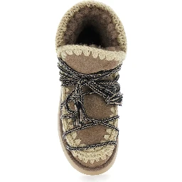 Grey Ankle Boots with Lace Closure and Tassel Detail in Leather Woman