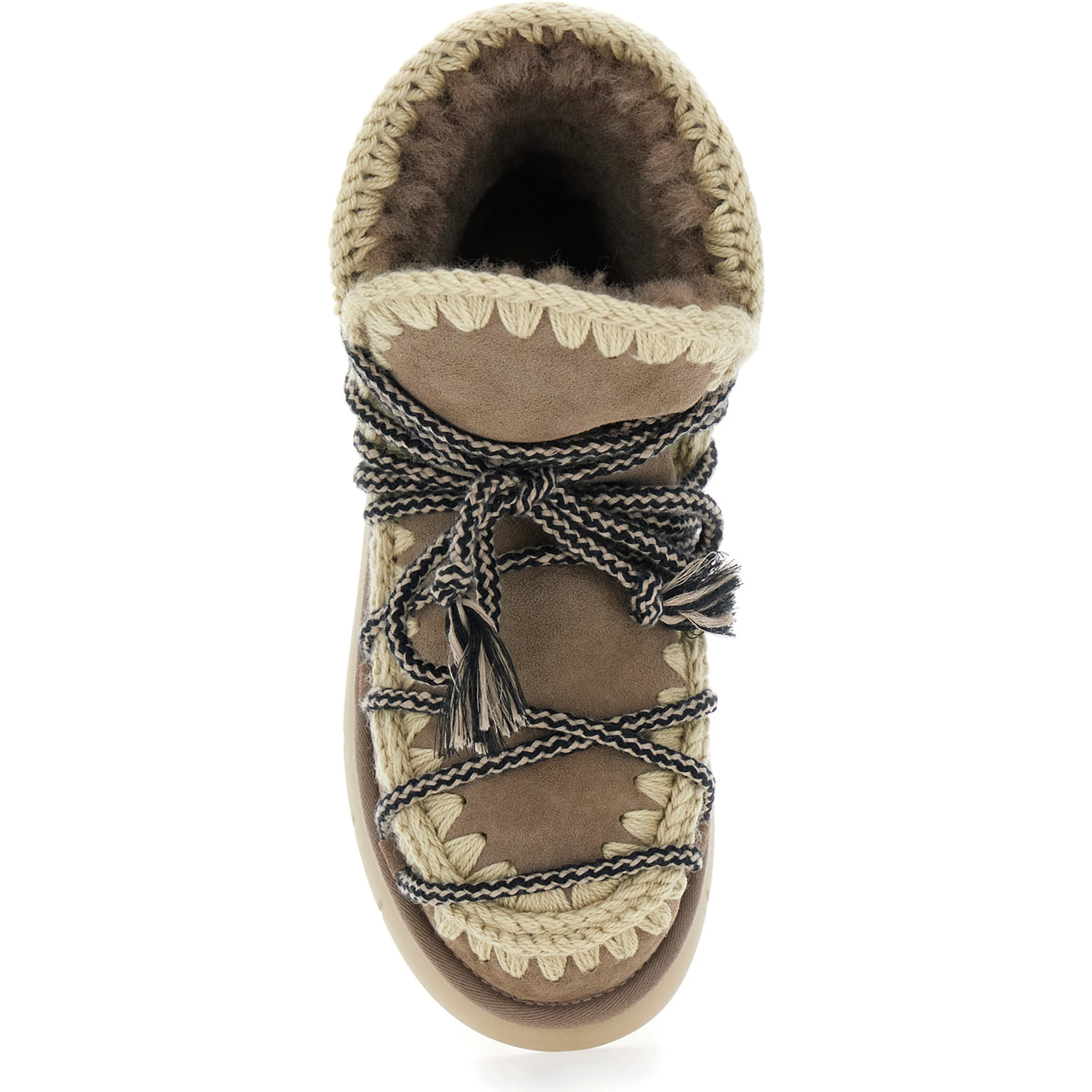Grey Ankle Boots with Lace Closure and Tassel Detail in Leather Woman