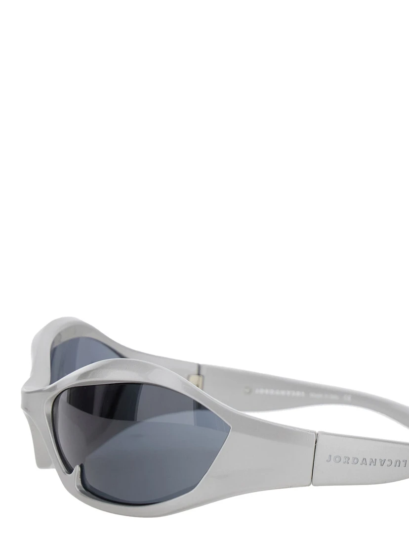 Silver Colored Sunglasses with Engraved Logo in Nylon Man