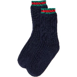 Blue Knit Socks with Web Detail on the Ankle in Cotton Baby