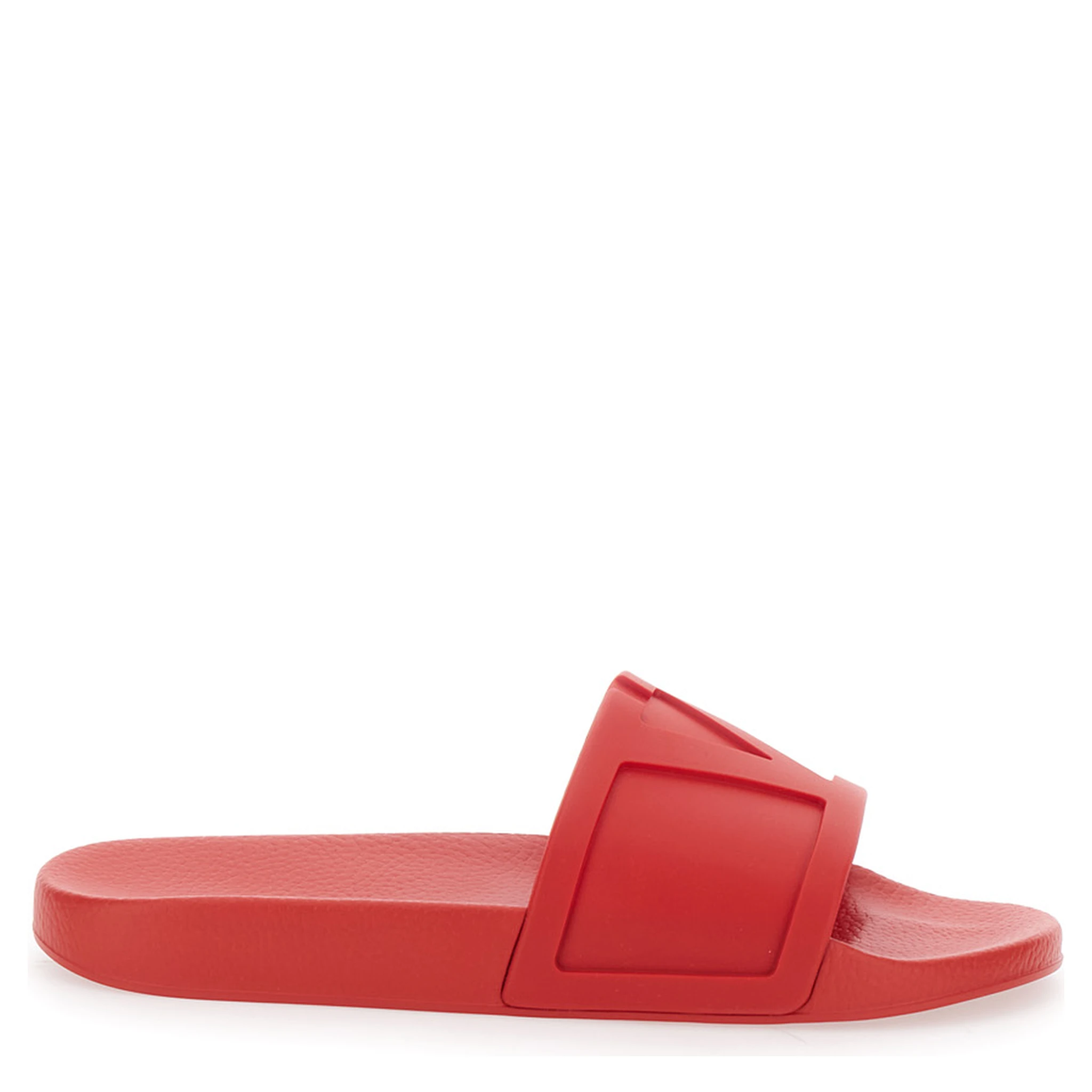 Red Sandals with Open Toe and Embossed Logo in Rubber Man