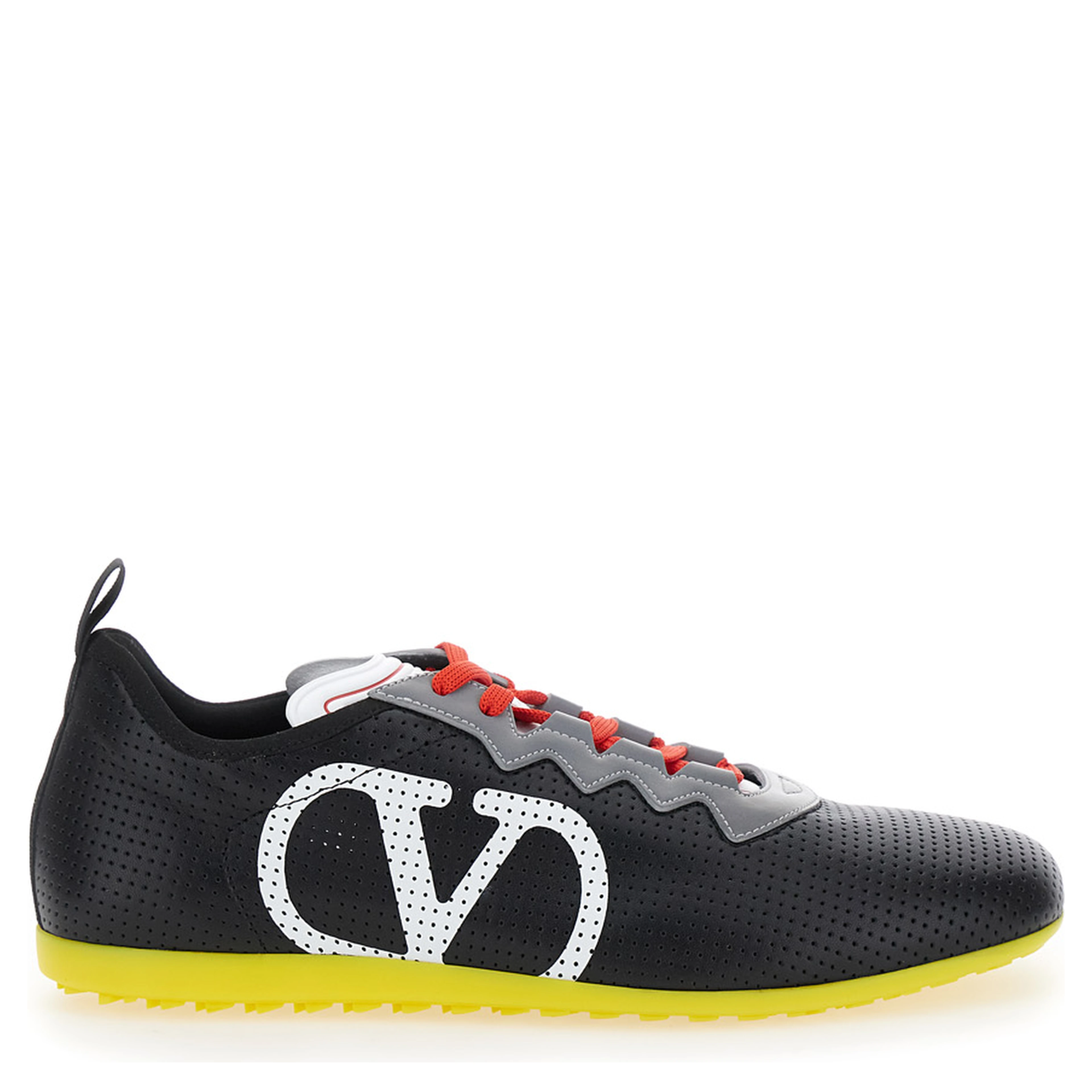 Black Sneakers with Asymmetric Toe and VLogo Detail on the Side in Tech Fabric Man