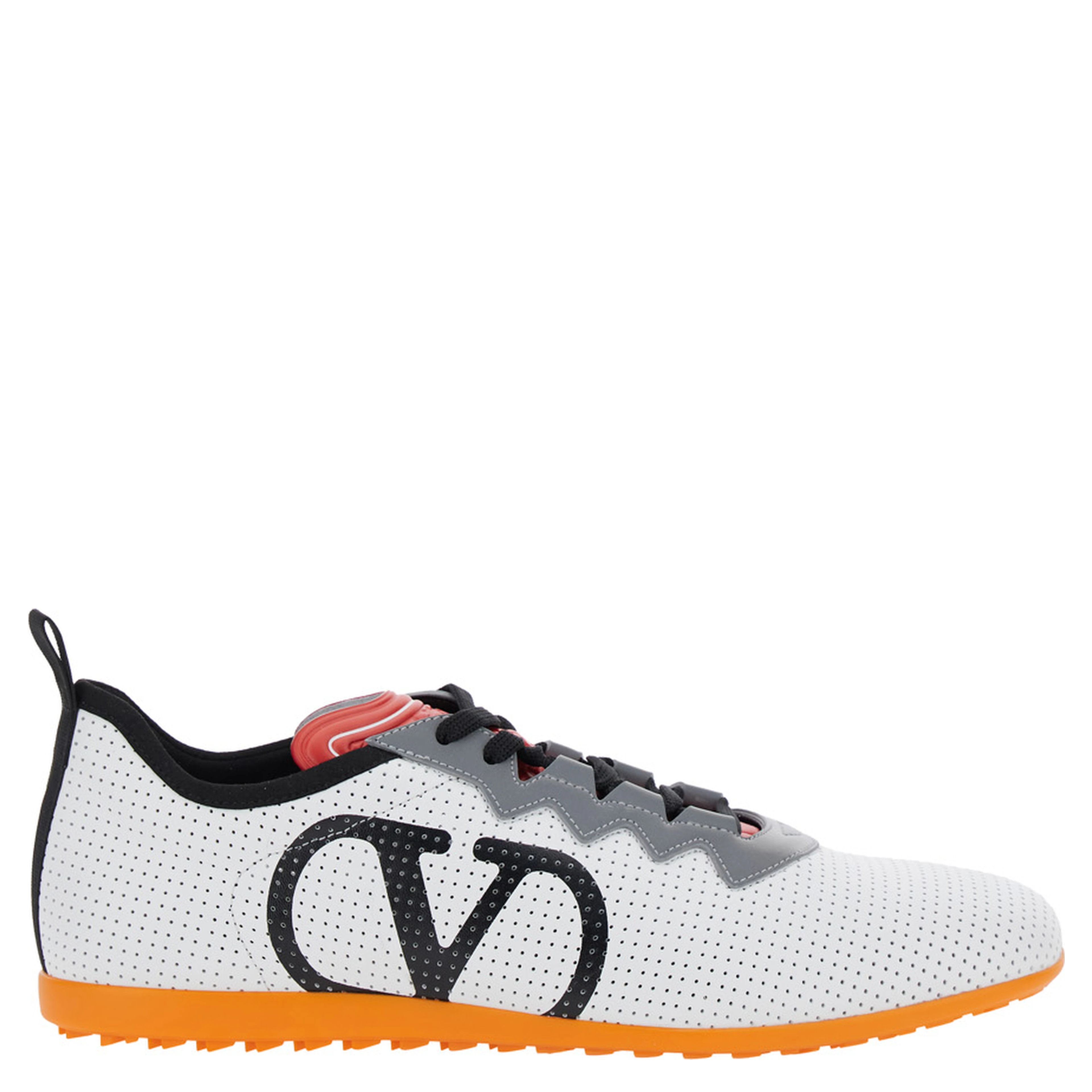 White Sneakers with Asymmetric Toe and VLogo Detail on the Side in Tech Fabric Man
