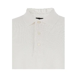 White Polo Shirt with Classic Collar in Cotton Blend Man