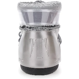 Icon Metallic Grey Snow Ankle Boots with Maxi Logo Print on the Side in Tech Fabric Girl