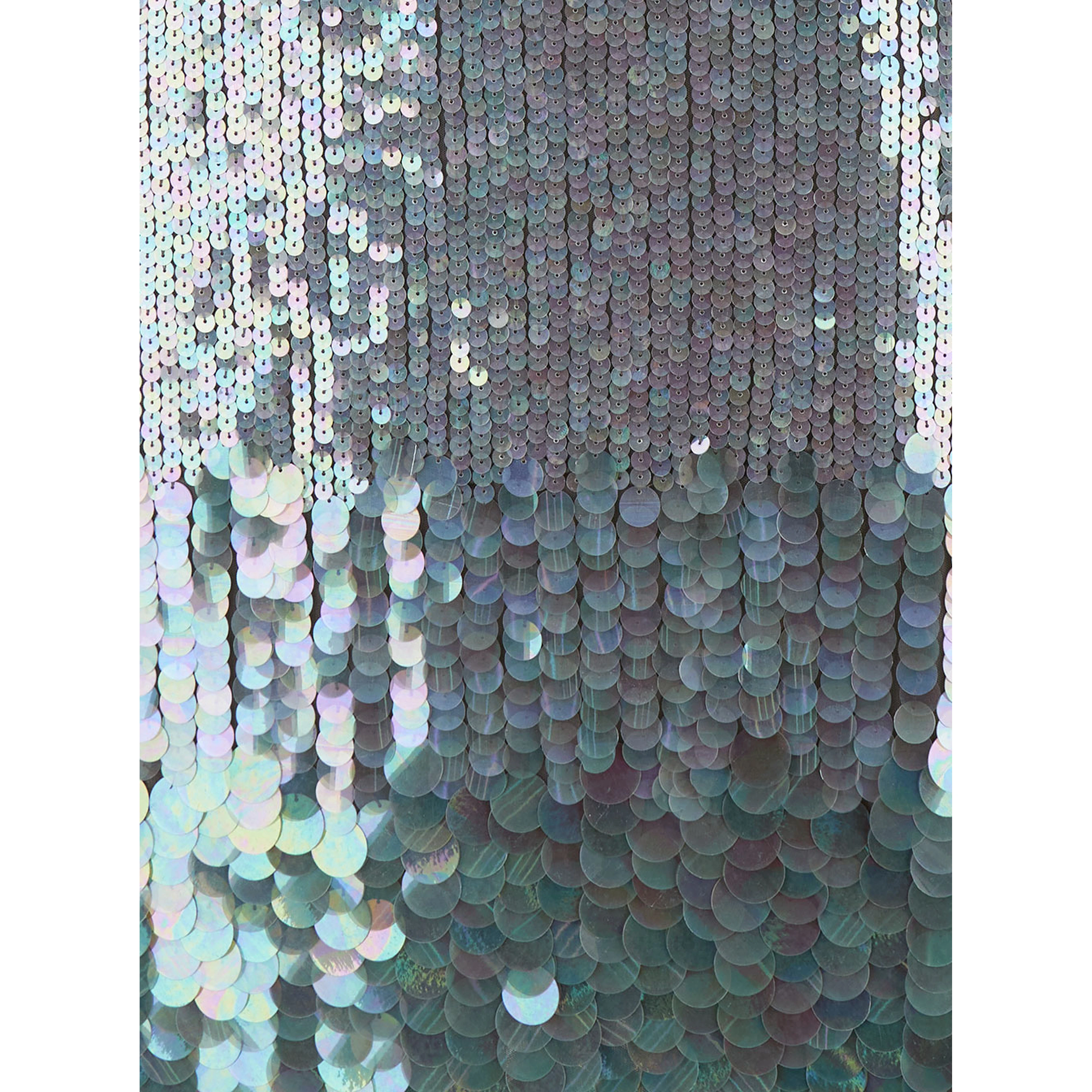 Mini Grey Dress with All-Over Multicolor Sequins in Stretch Polyamide Woman
