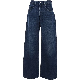 Poppy Blue Jeans with Logo Patch on the Rear and Belt Loops in Denim Woman