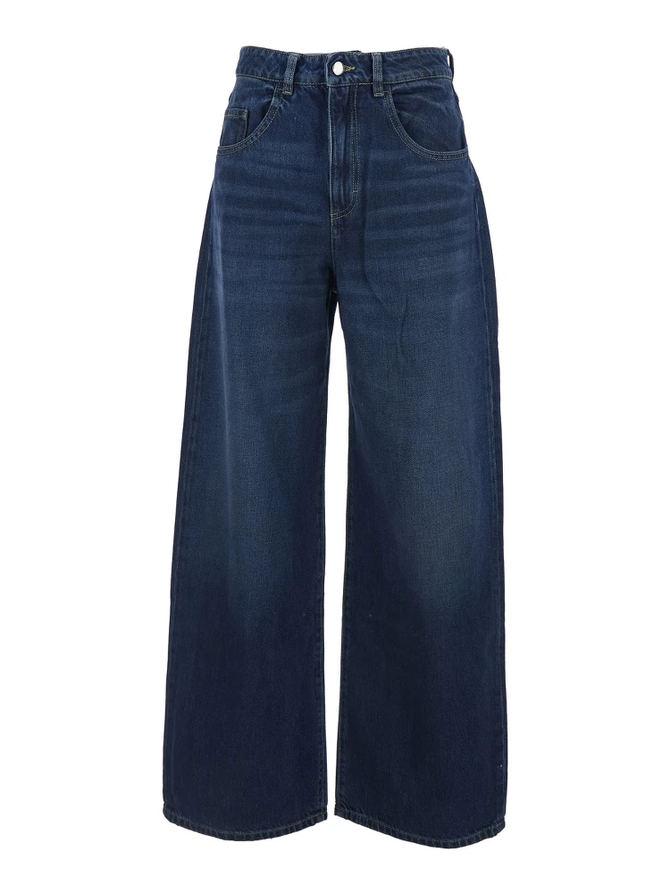 Poppy Blue Jeans with Logo Patch on the Rear and Belt Loops in Denim Woman