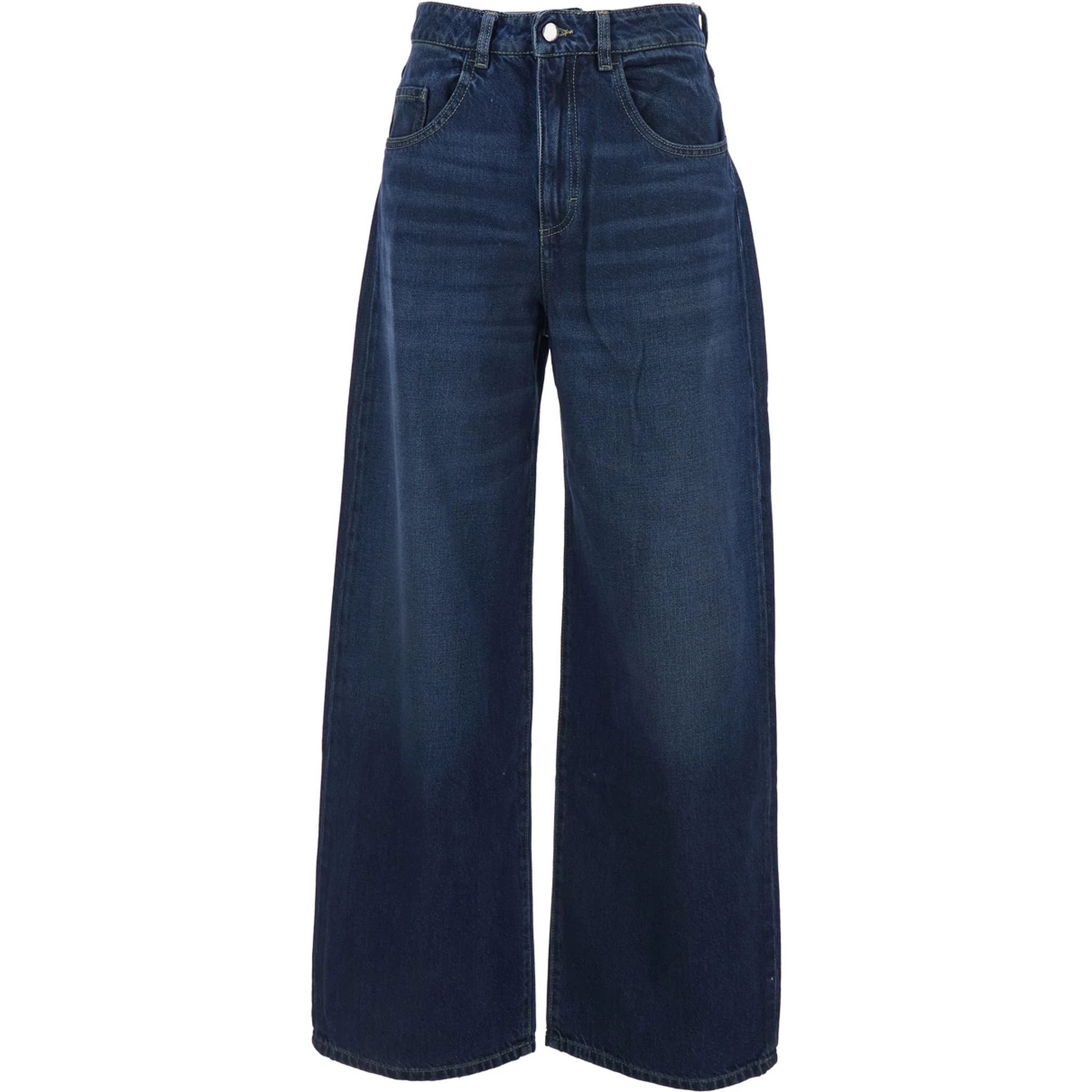 Poppy Blue Jeans with Logo Patch on the Rear and Belt Loops in Denim Woman