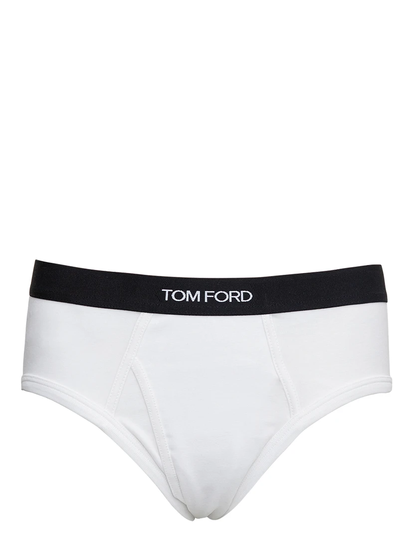 White Briefs with Logo in Cotton Man