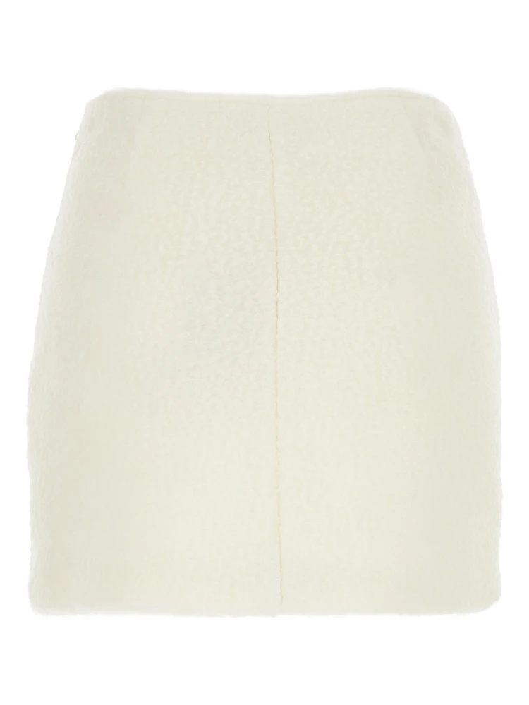 White Mini Skirt with Hidden Side Closure in Fabric Woman alternative