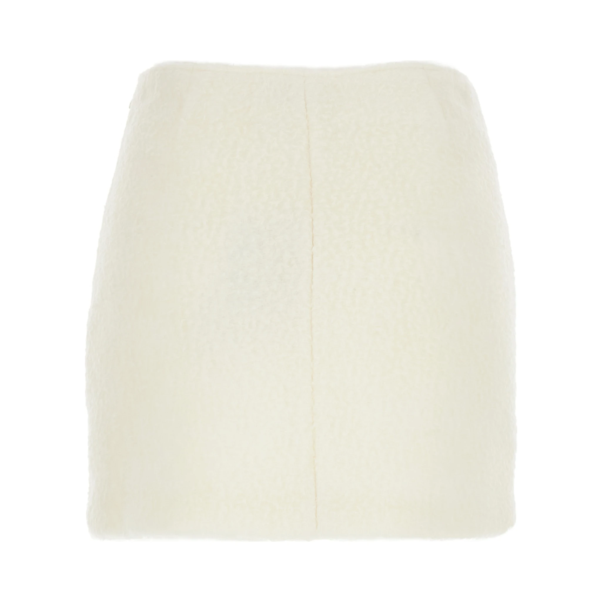 White Mini Skirt with Hidden Side Closure in Fabric Woman