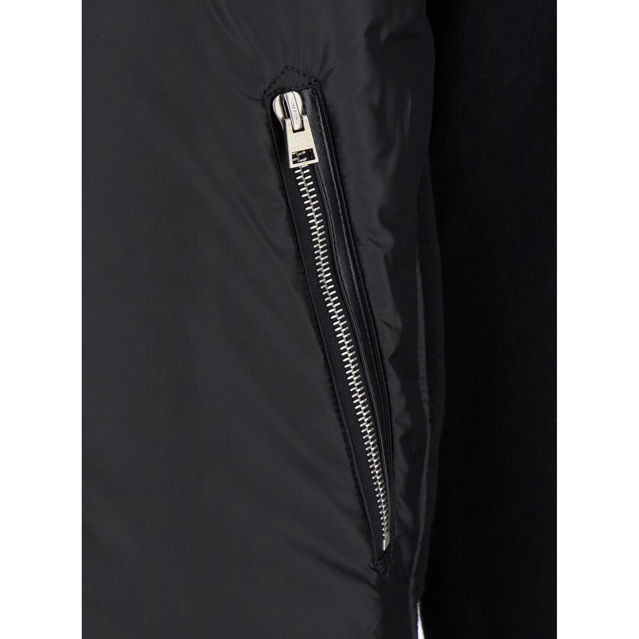 Black Jacket with Front Zip Closure in Wool Blend Man