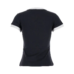 Black Crewneck T-Shirt with Maxi Logo on the Front in Cotton Jersey Woman