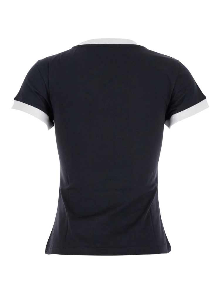 Black Crewneck T-Shirt with Maxi Logo on the Front in Cotton Jersey Woman alternative