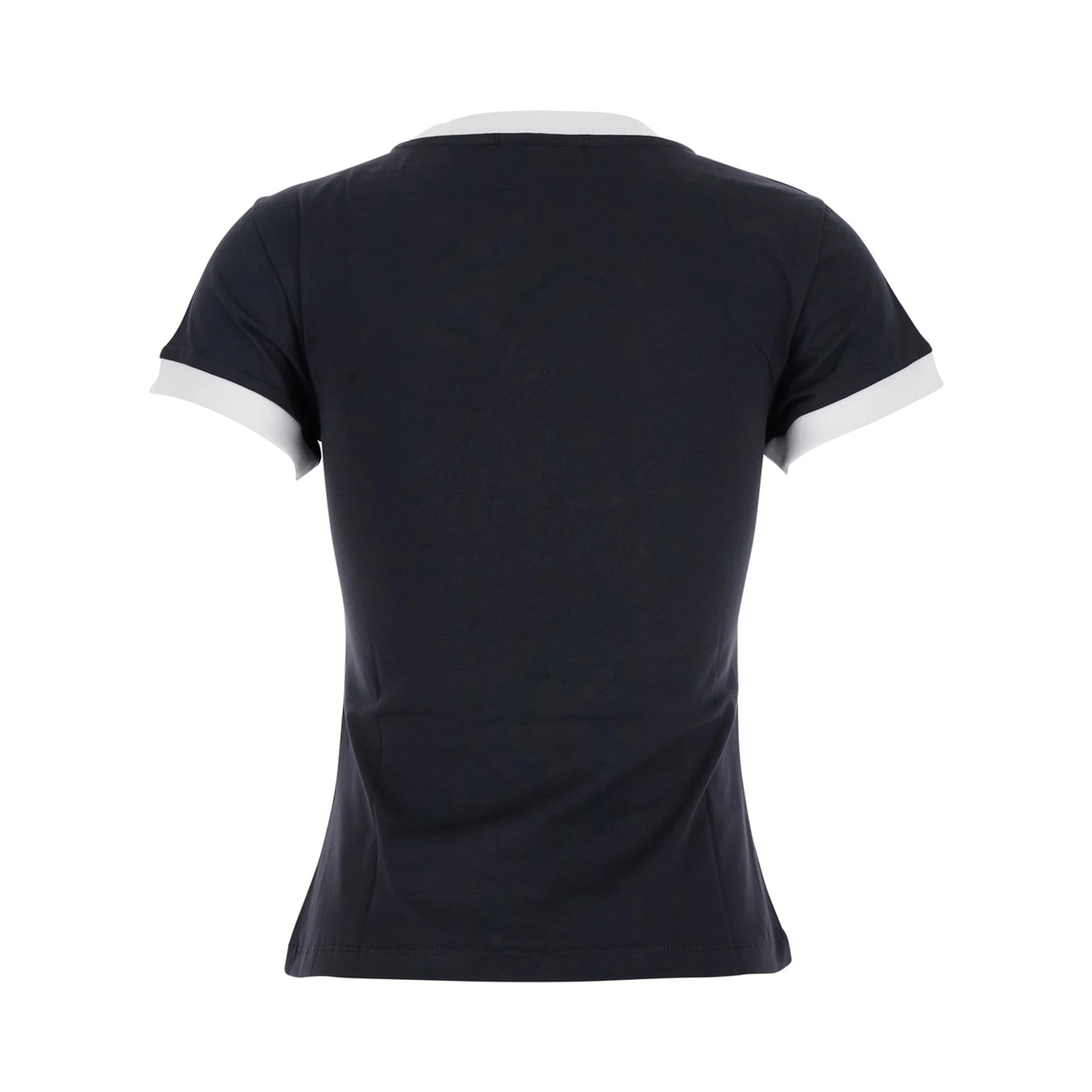 Black Crewneck T-Shirt with Maxi Logo on the Front in Cotton Jersey Woman