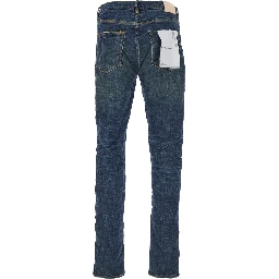 Blue Jeans with Low Rise and Stonewashed Effect in Denim Man