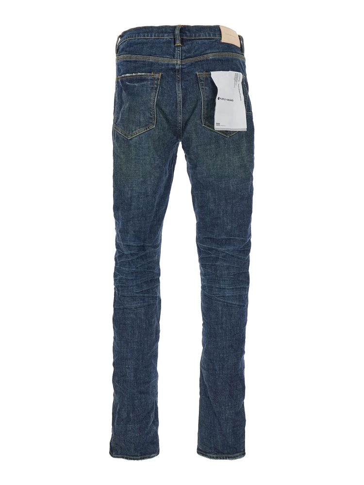 Blue Jeans with Low Rise and Stonewashed Effect in Denim Man alternative