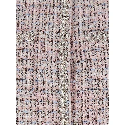 Pink Crewneck Jacket with Crystal Embellishments and Ecofur Cuffs in Tech Fabric Woman